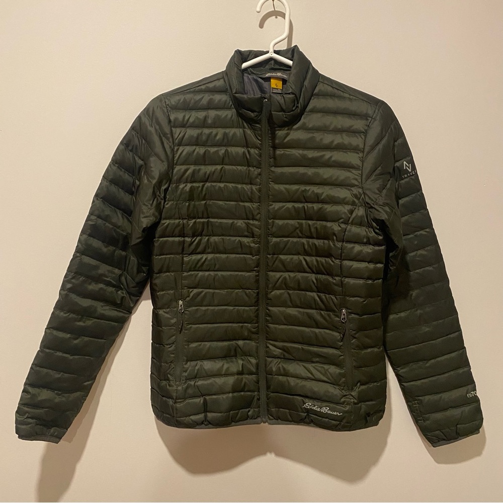 Eddie Bauer Forest Green Travex Women’s EB700 Puffer Jacket Full Zip Up